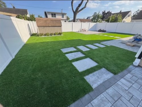 Stepping stone paver pathway in turf